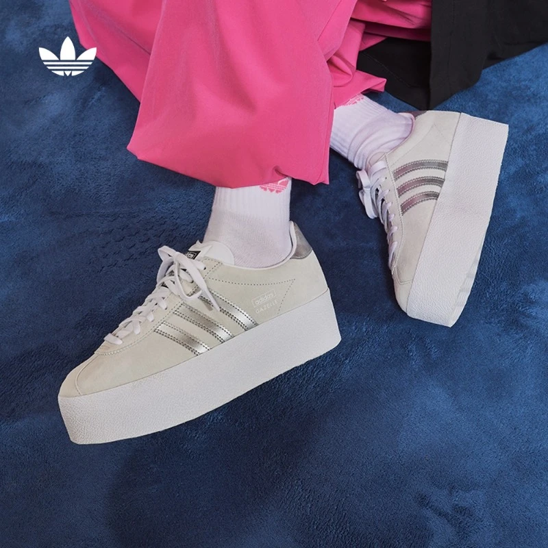 「T头鞋」阿迪达斯三叶草女款欧若风增高运动板鞋GAZELLE UP IH1291