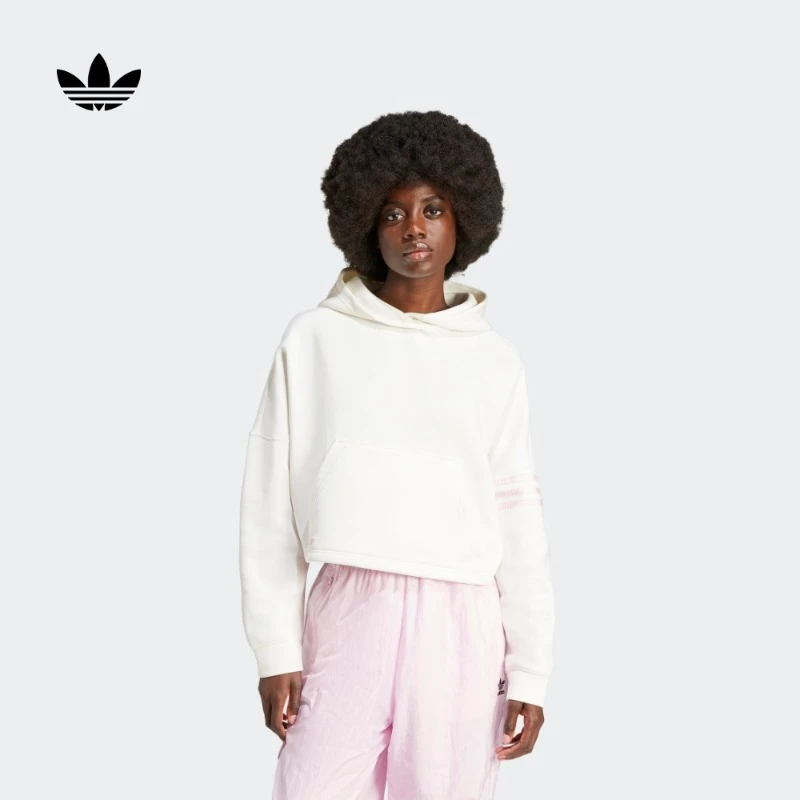 阿迪达斯官方三叶草 女款新款时尚休闲运动连帽卫衣adidas IU2498