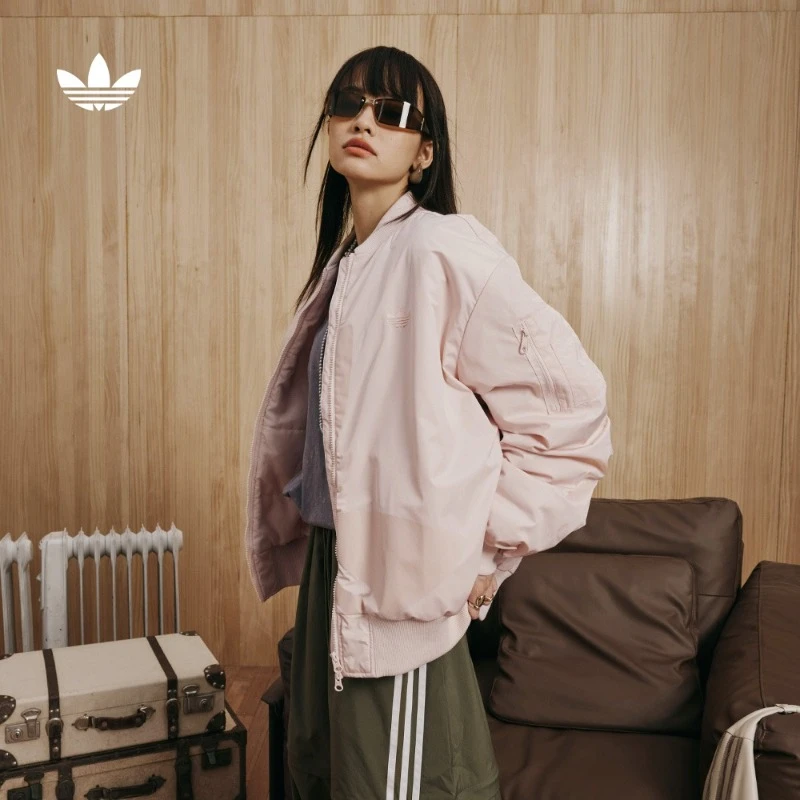 流光风 阿迪达斯三叶草 男女款经典复古运动立领夹棉外套 JL8382
