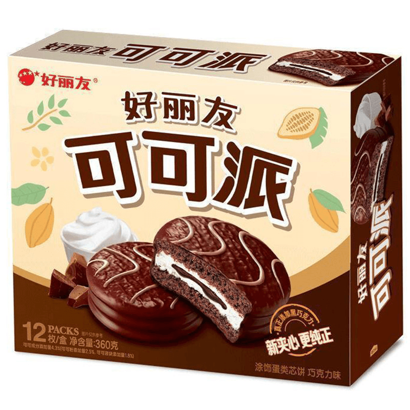好丽友派可可派12枚糕点小包装巧克力派早餐面包休闲零食小吃5z