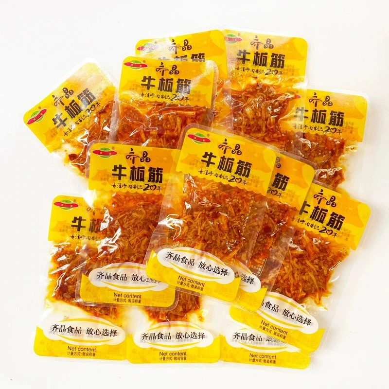 齐晶牛板筋麻辣味牛肉干香辣牛筋丝休闲食品解馋零食即食小吃熟食