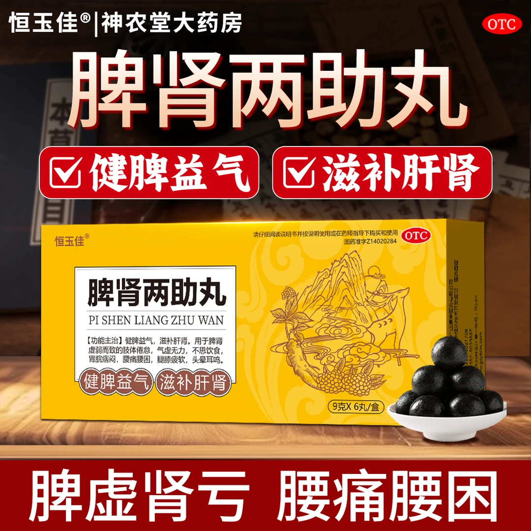 恒玉佳脾肾两助丸9g*6丸大蜜丸 健脾益气滋补肝肾 健脾补肾养肾药 治脾肾虚弱肢体倦怠腰痛气虚无力头晕耳鸣 健脾益气脾肾双补药丸