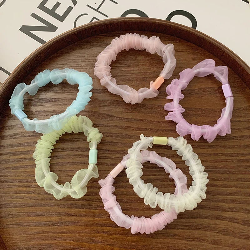 欧根纱发绳手工diy日韩系皮筋ins糖果色马卡龙大肠圈可爱头绳