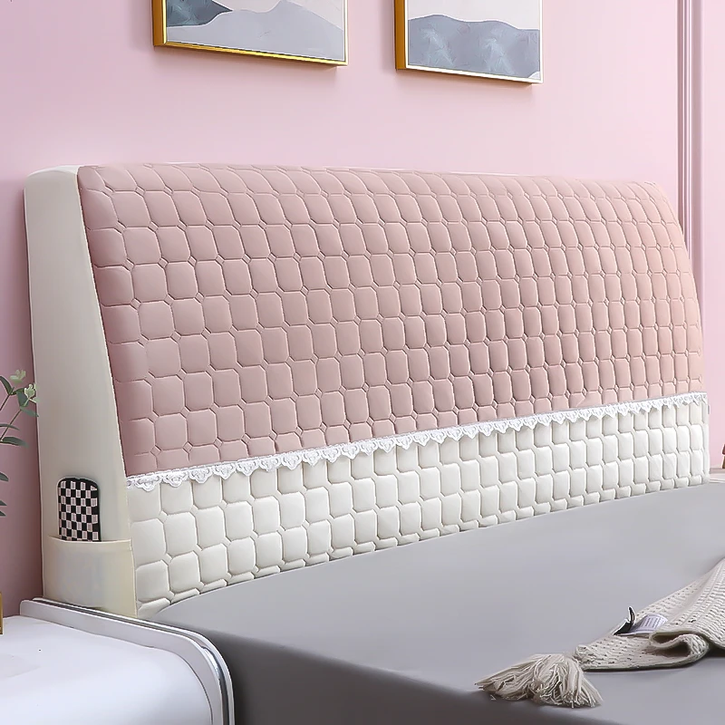 全包床头套罩高档加厚夹棉拼色加厚设计软包皮木床通用靠背保护罩