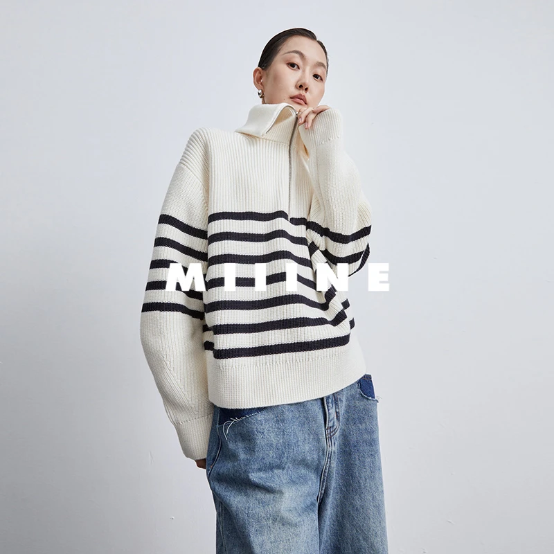 MIIINE【锦韵】德国进口扬子纱羊毛混纺立领慵懒风高级感秋冬毛衣女