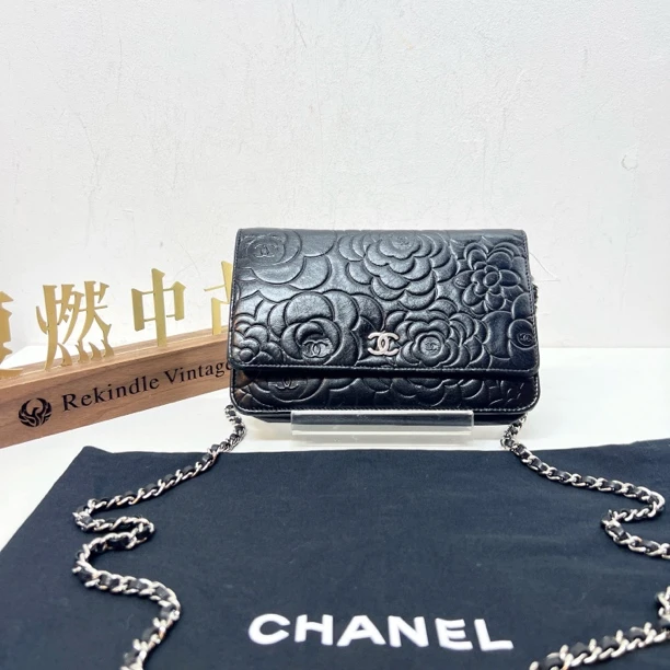 95新 Chanel/香奈儿 复燃精选/山茶花黑色大woc
