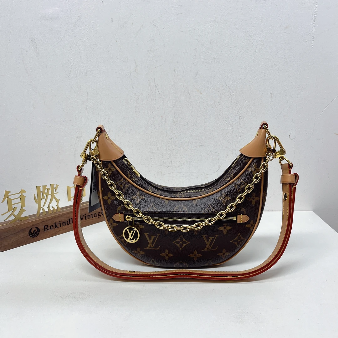 95新 LouisVuitton/路易威登 复燃精选/LV 老花豌豆斜挎包 芯片款