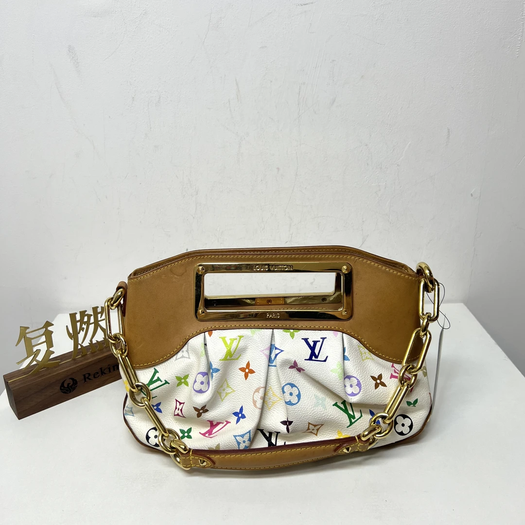 95新 LouisVuitton/路易威登 复燃精选/LV 白三彩小号Judy