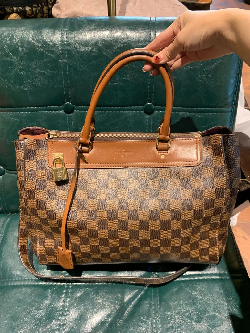 95新 LouisVuitton/路易威登 棕棋盘托特包