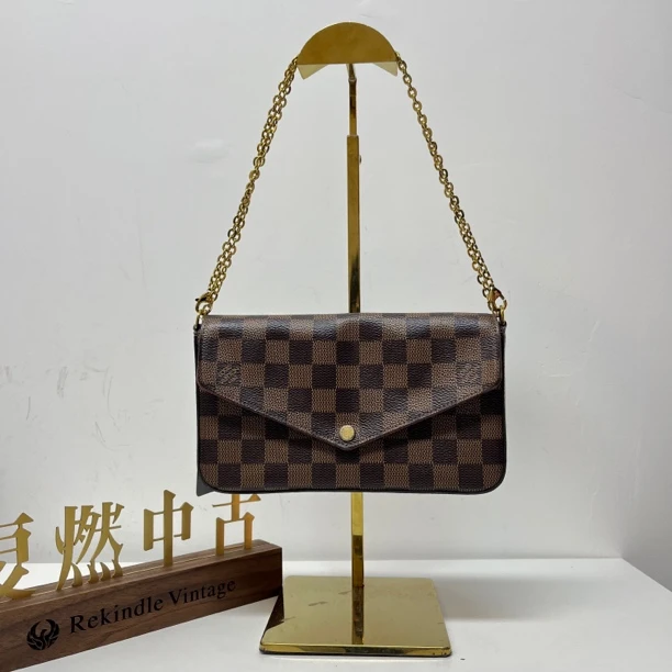 95新 LouisVuitton/路易威登 复燃精选/LV 棕棋盘格三合一 芯片款