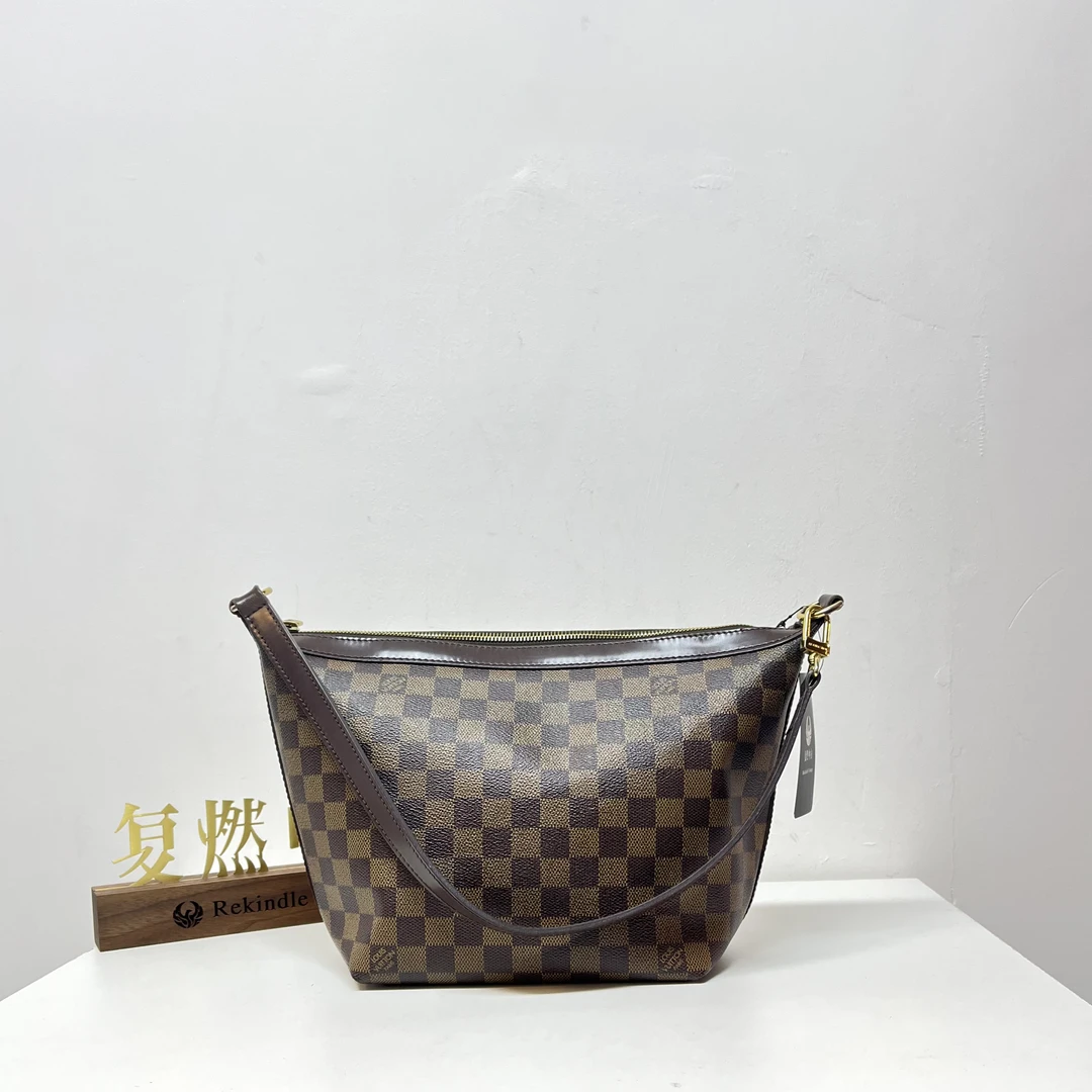 95新 LouisVuitton/路易威登 复燃精选/LV棕棋盘格遛狗中号腋下包