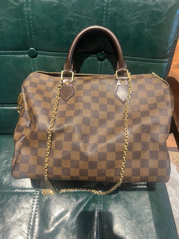 95新 LouisVuitton/路易威登 复燃精选/ speedy棕棋盘 手拎包