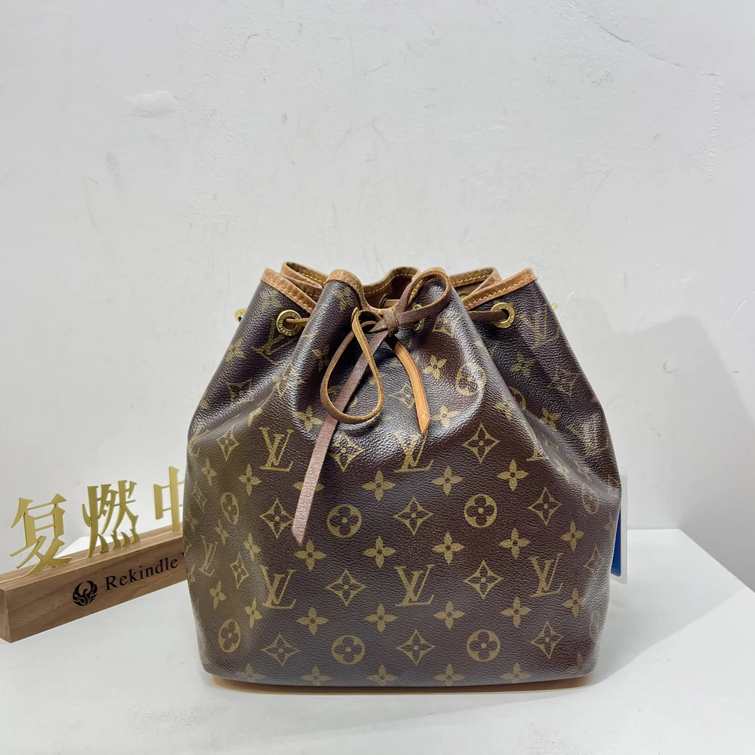 95新 LouisVuitton/路易威登 复燃精选/LV老花抽绳小号水桶单肩包