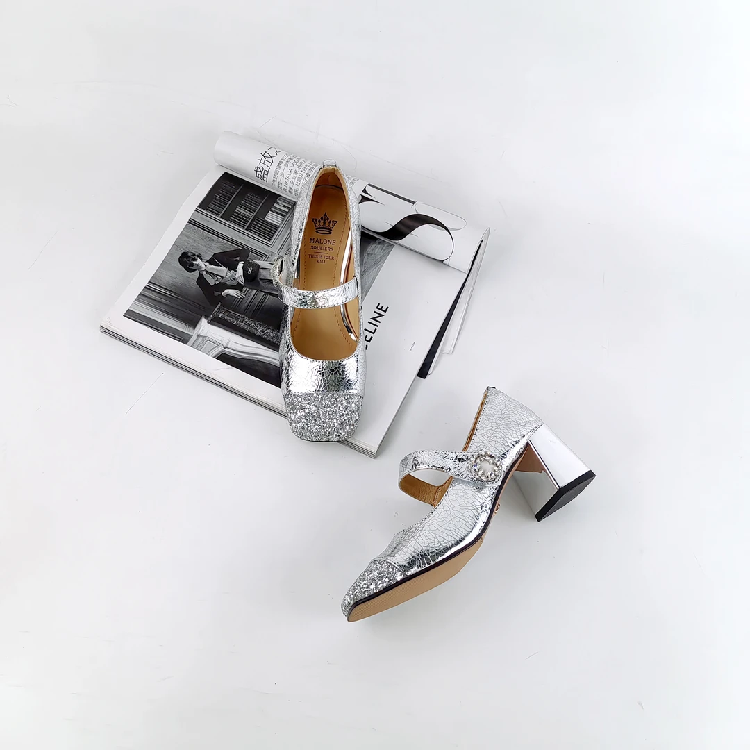 2024秋新款法式小众方头时尚浅口高跟鞋玛丽珍低跟轻奢女单鞋3583