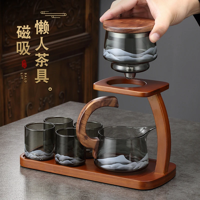 高档茶具套装家用玻璃自动磁吸懒人泡茶壶冲泡茶神器功夫茶具茶杯