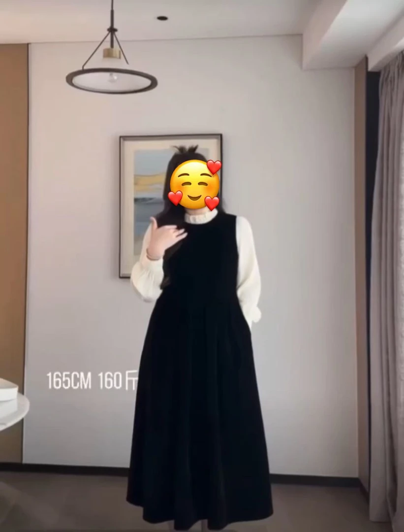 W阿薇-显瘦衬衫丝绒裙