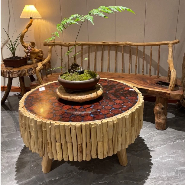 淘源文创根雕艺术复古茶桌  阳台桌 办公室桌A7
