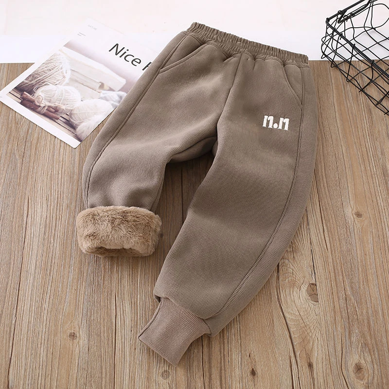 男童儿童童装加绒裤子冬款中大童保暖冬季卫裤外穿一条过冬运动裤