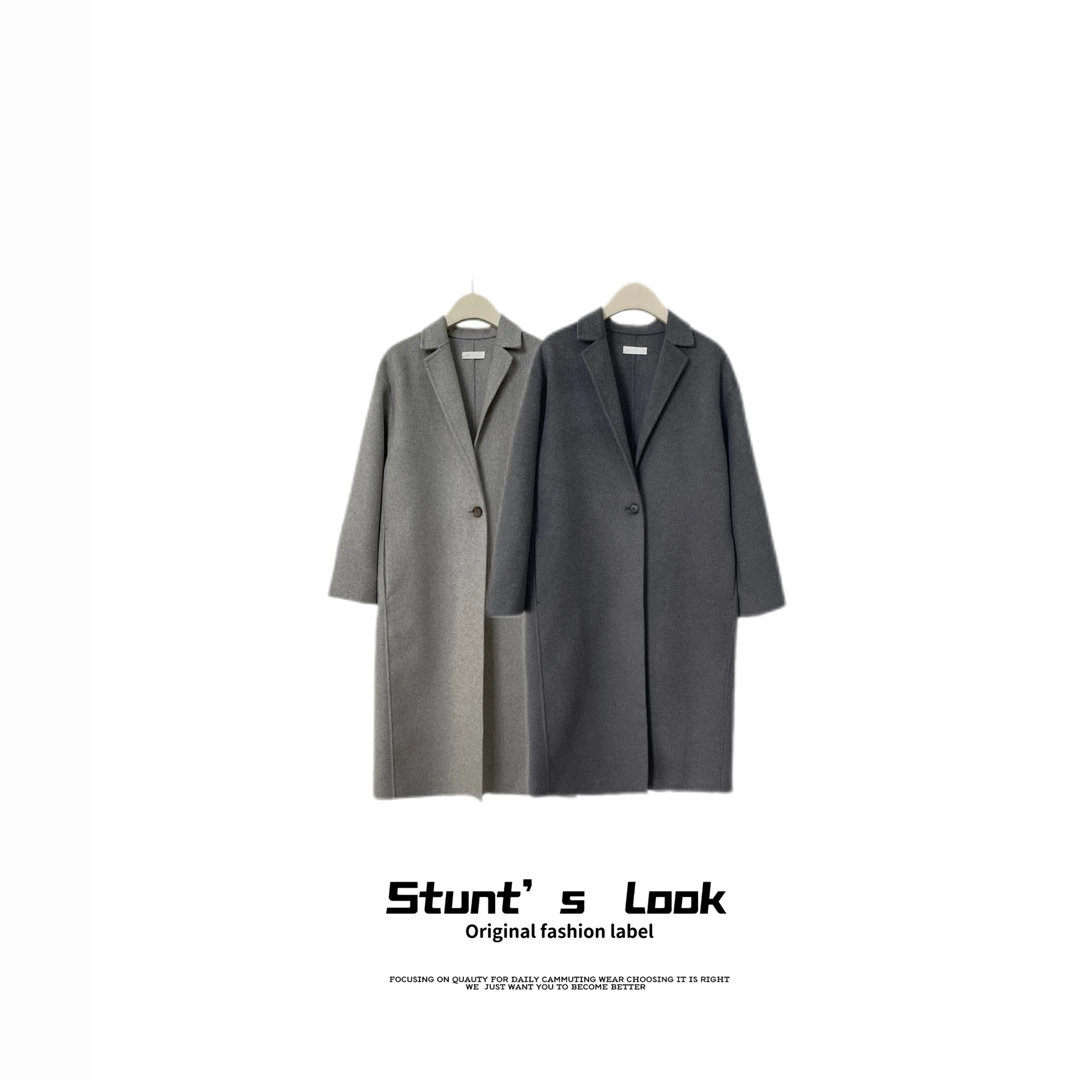 2024款秋冬时尚轻奢气质长款羊绒毛呢大衣1172