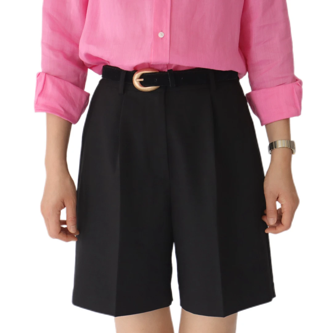 新版黑色西装短裤夏装女款时尚气质休闲高腰五分裤1066休闲裤百搭