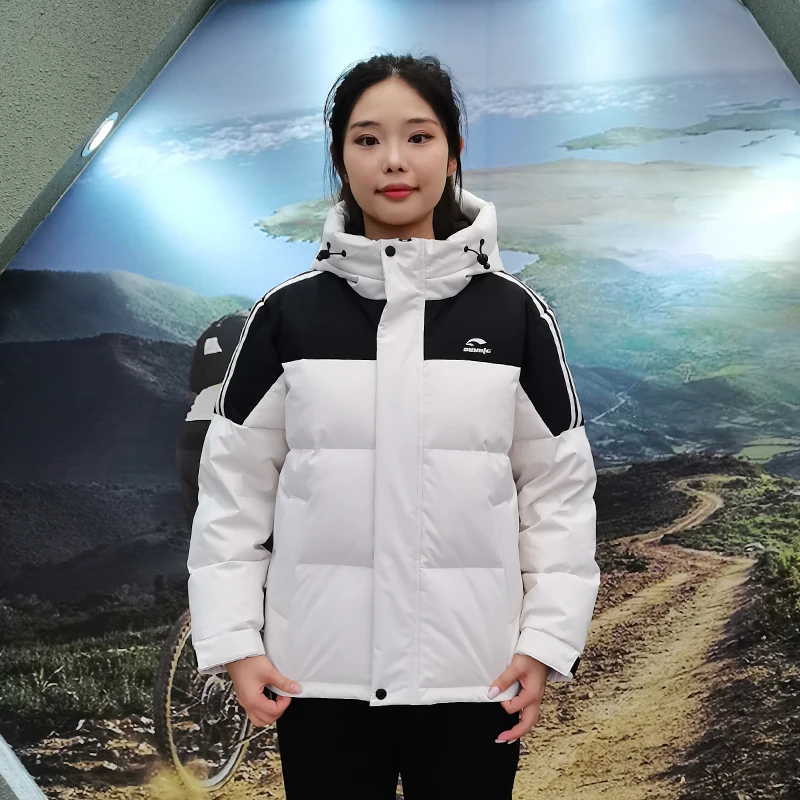 迪奈特 95708男女同款拼接休闲百搭加厚保暖连帽户外羽绒服