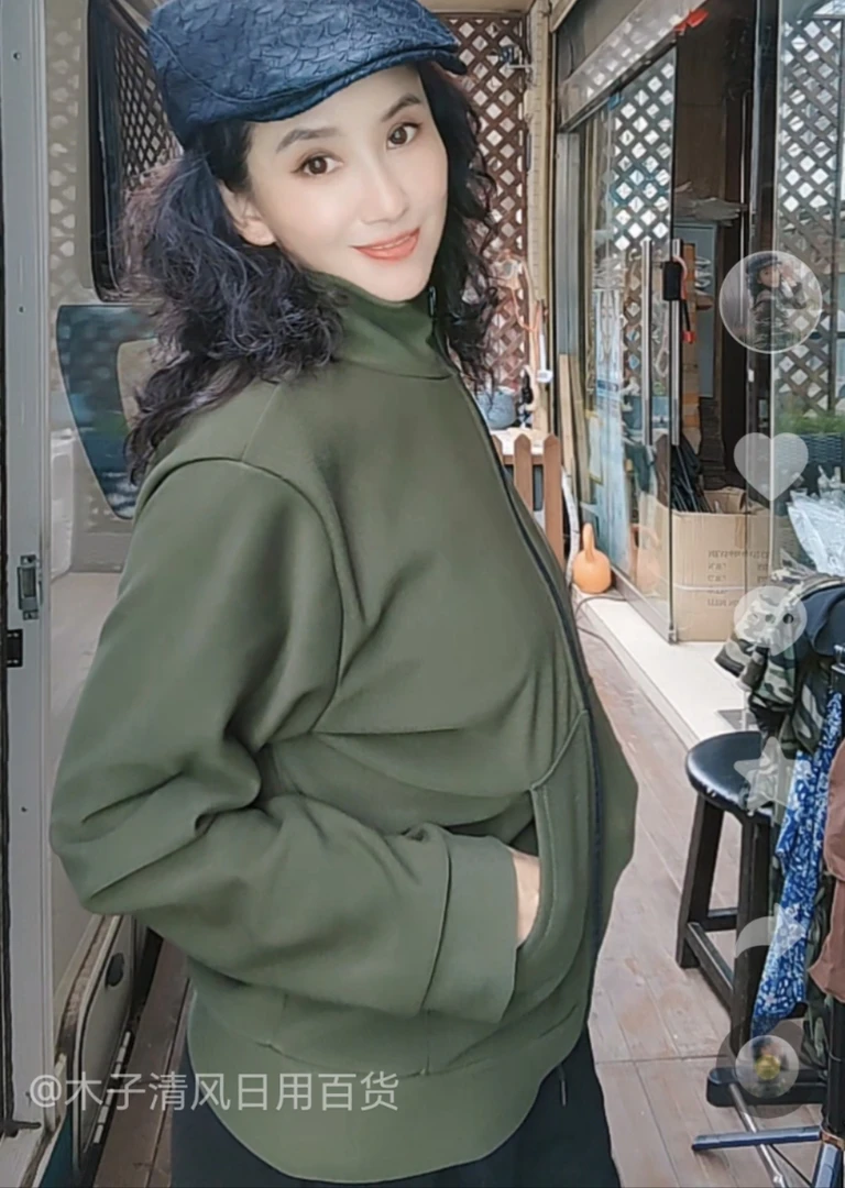 清风酷女郎拉链加绒外套