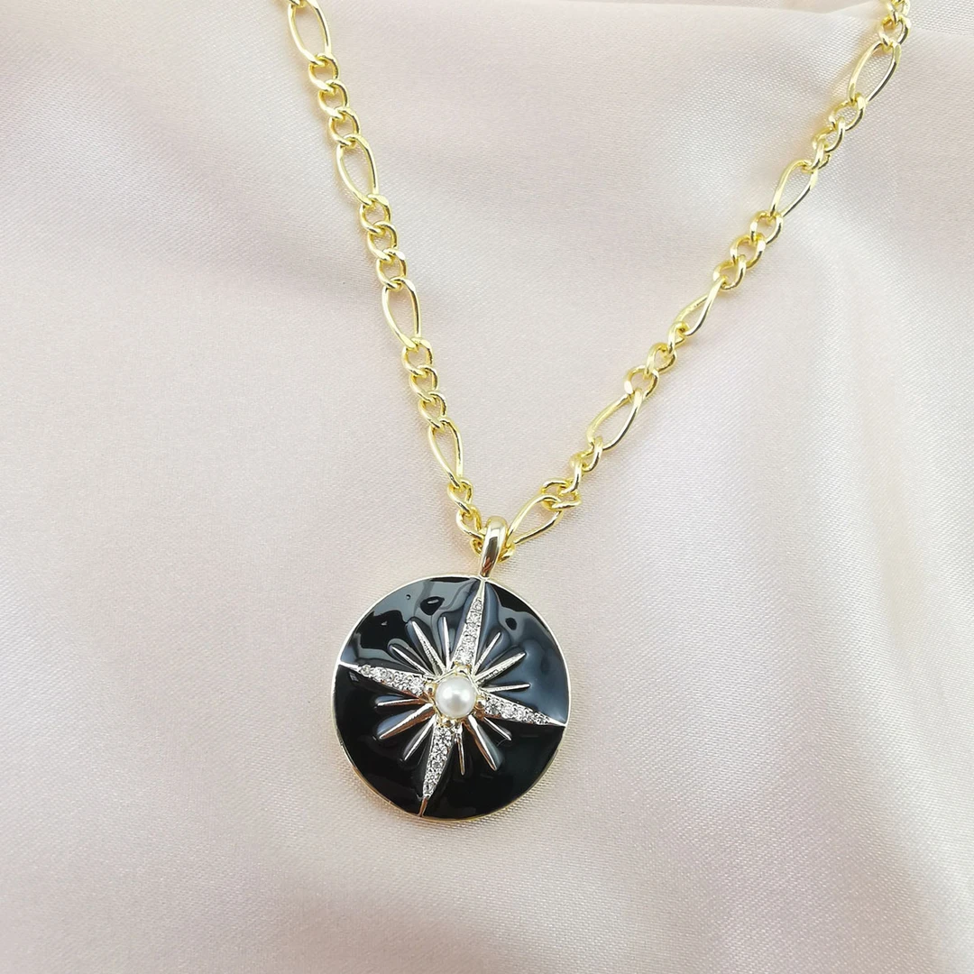 铜吊坠 欧美经典百搭轻奢镀金镶锆石吊坠精致项链气质