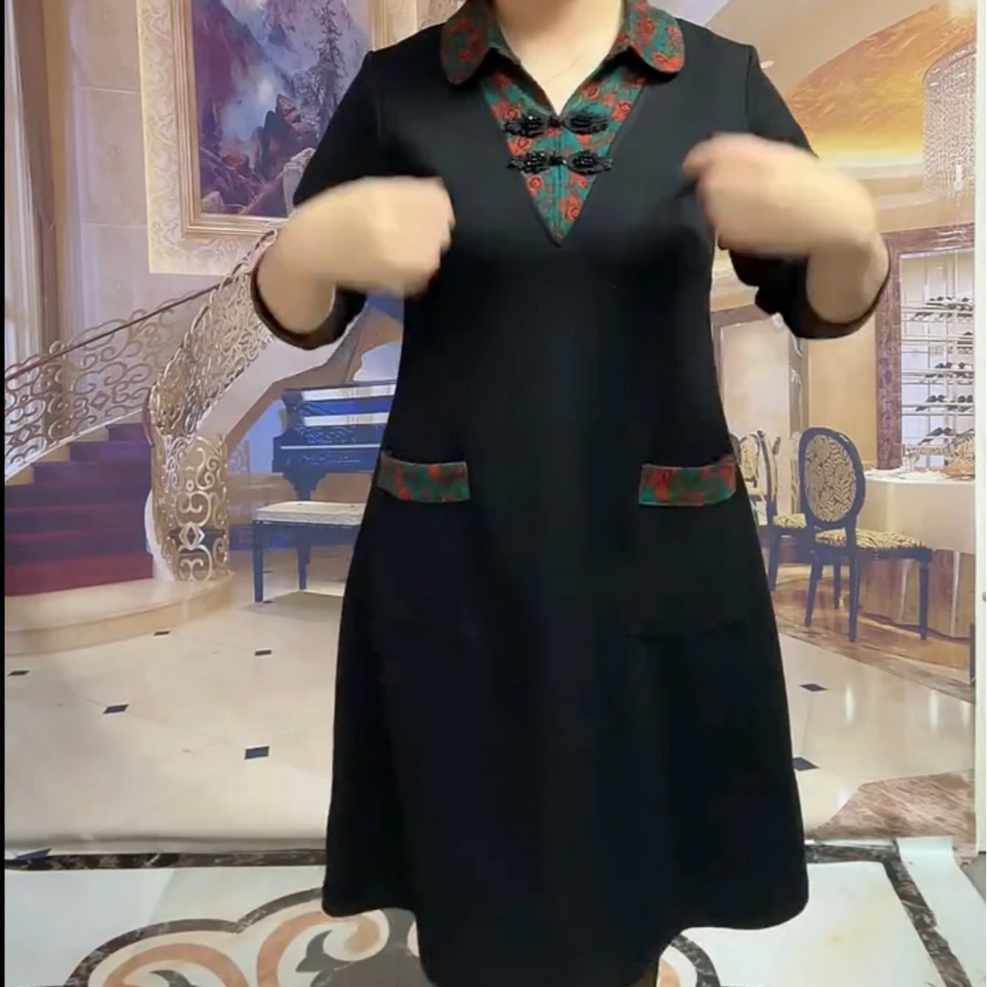 2024年秋冬新款时尚百搭显瘦中国风韩版连衣裙女y0.369