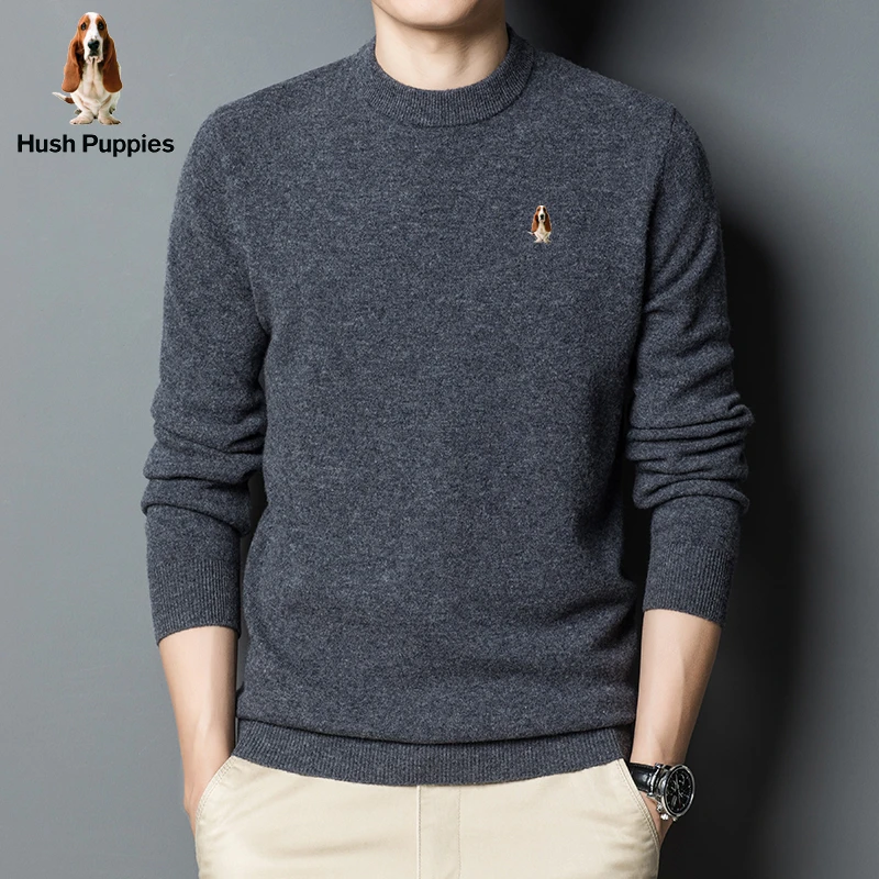 Hush Puppies暇步士男士圆领羊毛衫冬季加厚保暖针织打底羊绒衫男