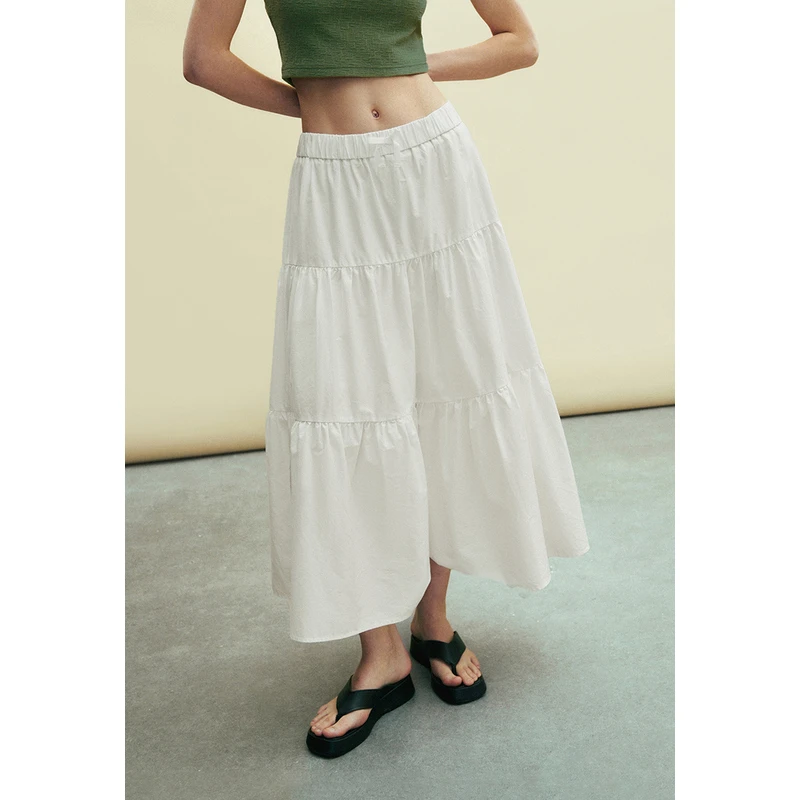 UR2024夏季新款女装甜美少女感层叠蛋糕裙白色半裙UWL540032