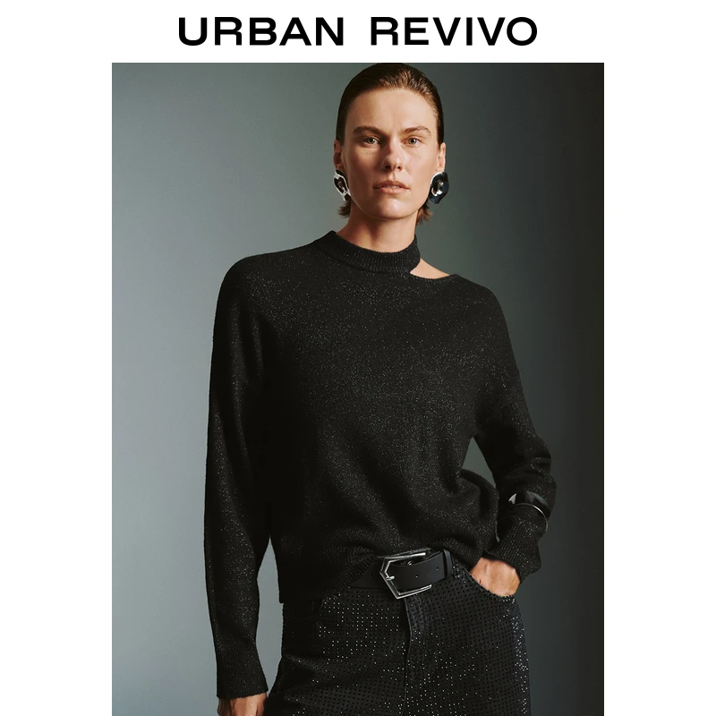 UR女装设计感气质露肩短款针织衫UWM940085