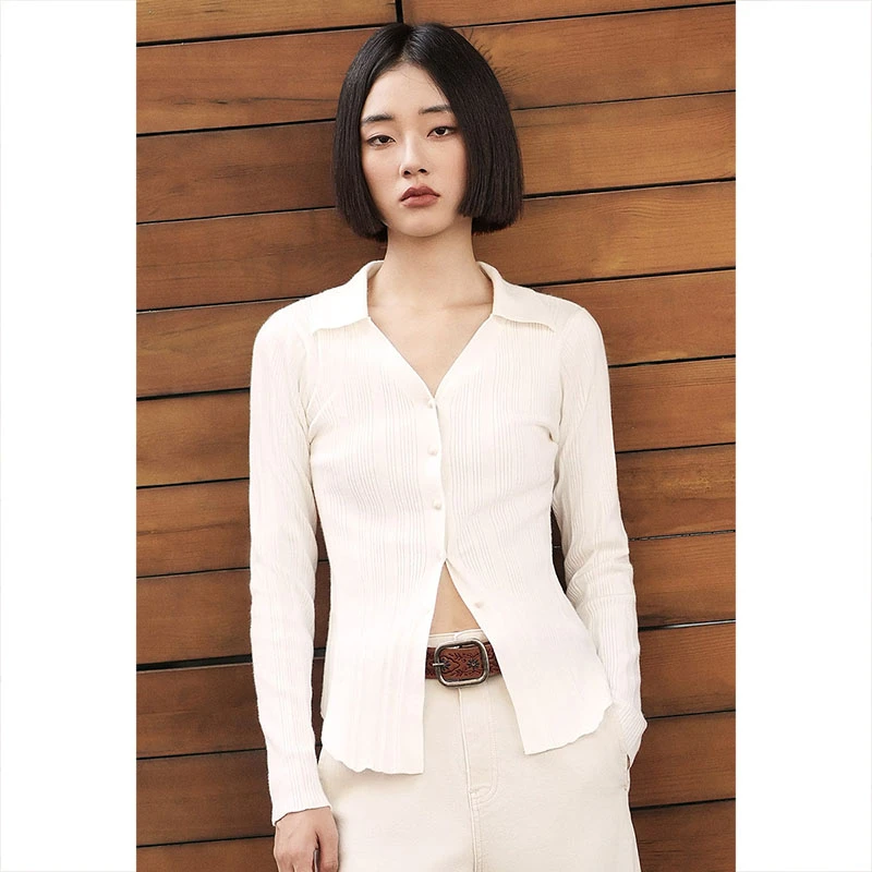 UR秋冬新款女装法式气质修身百搭单排扣小小织开衫UWH930015