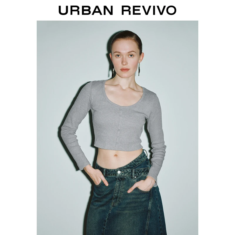 UR2024秋季新款女装休闲简约基础日常百搭长袖T恤UWB430006