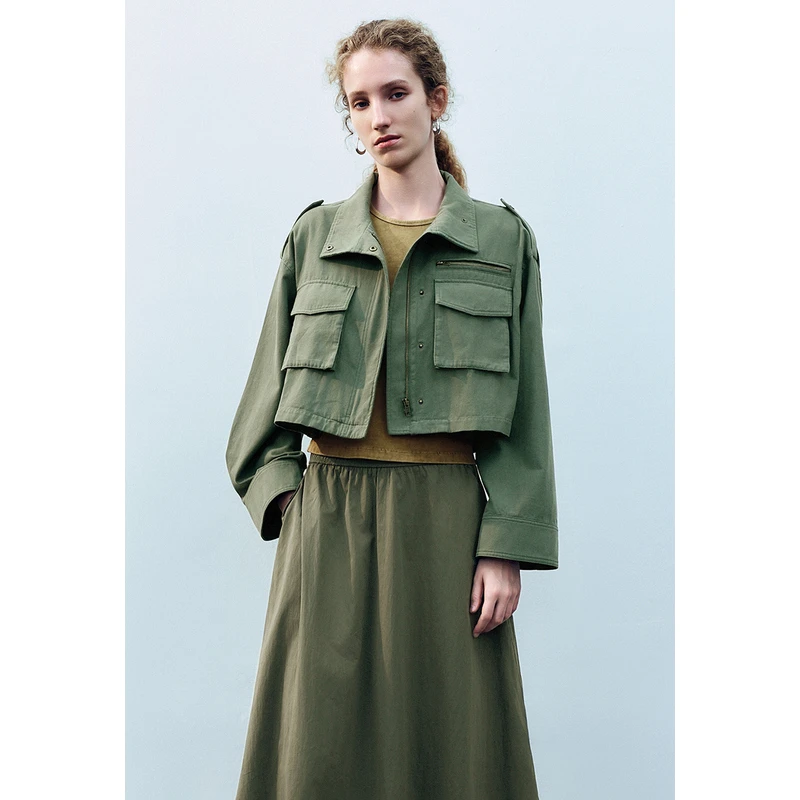 UR女装时尚户外工装贴袋短款廓形外套UYL140005