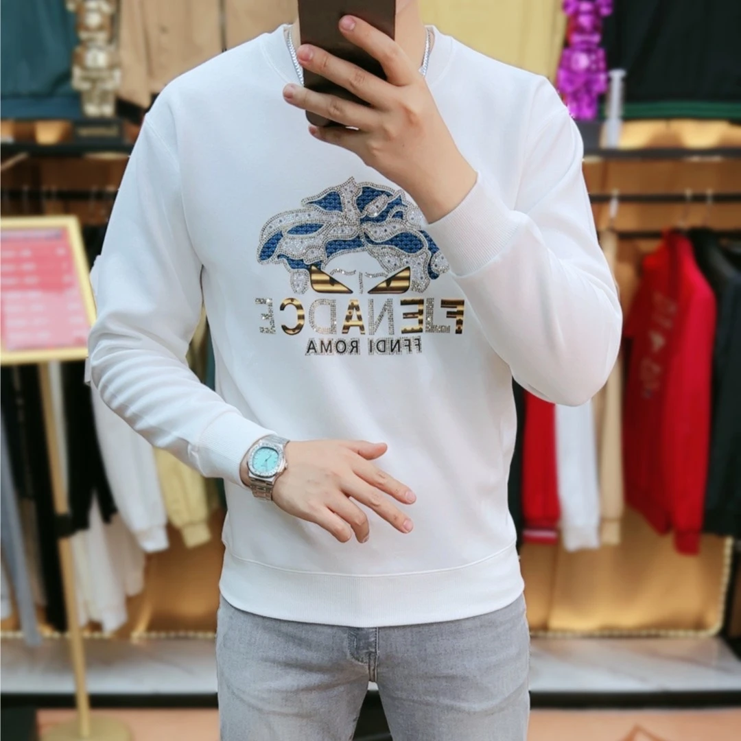 恩斯弗克春秋季休闲百搭圆领长袖烫钻字母修身男士长袖卫衣A18