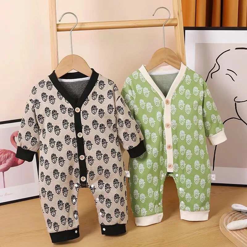 婴儿针织连体衣新生儿春季哈衣男女宝宝春秋款婴幼儿超萌外出服套