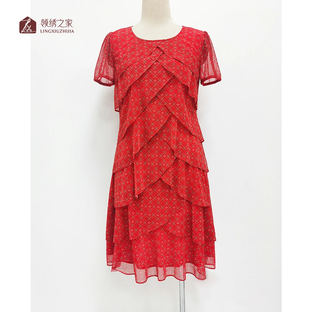 修蕾丝身连衣裙妈妈装#YB11796H-10夏季时尚洋气显瘦连衣裙气质