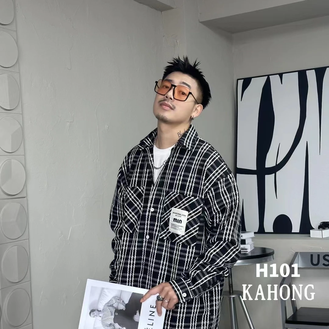 H101  秋款潮牌男士夹克外套潮流衬衫式重磅翻领休闲百搭长袖衬衣