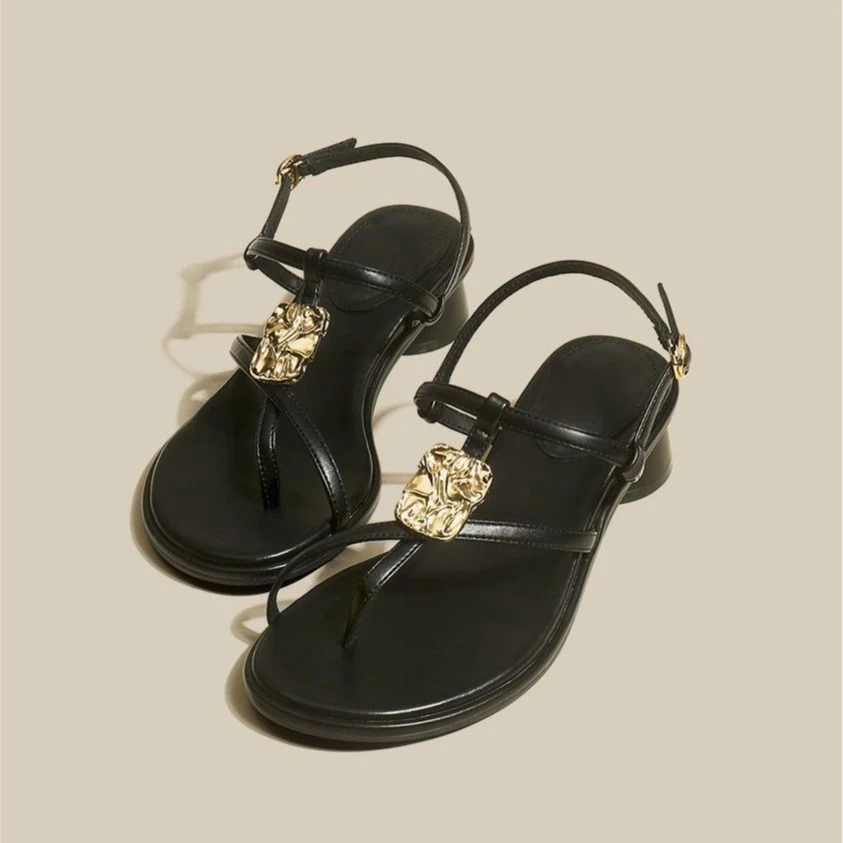 UHCK罗马鞋粗新款高级感配裙子沙滩女夏季法式高跟凉拖鞋时尚2025