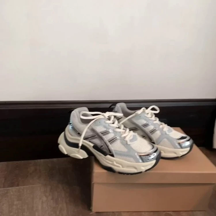 UHCK首尔博主女款春秋季新款太空银网面厚底休闲慢跑运动鞋老爹鞋
