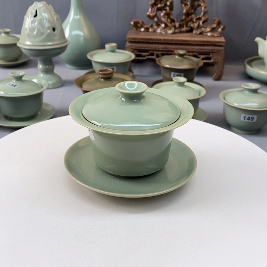 杯仿古手工盖碗微微瑕