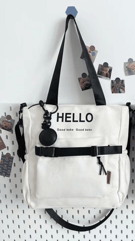 通勤黑白系列帆布男女通用可斜挎单肩包（补课袋、妈咪包）