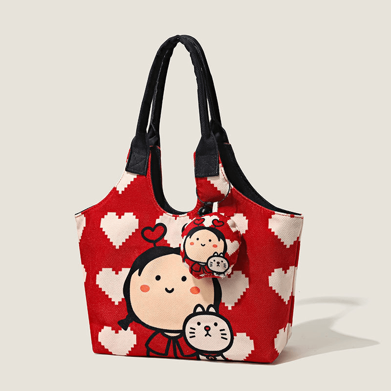 韩系卡通图案腋下托特包（配挂件）