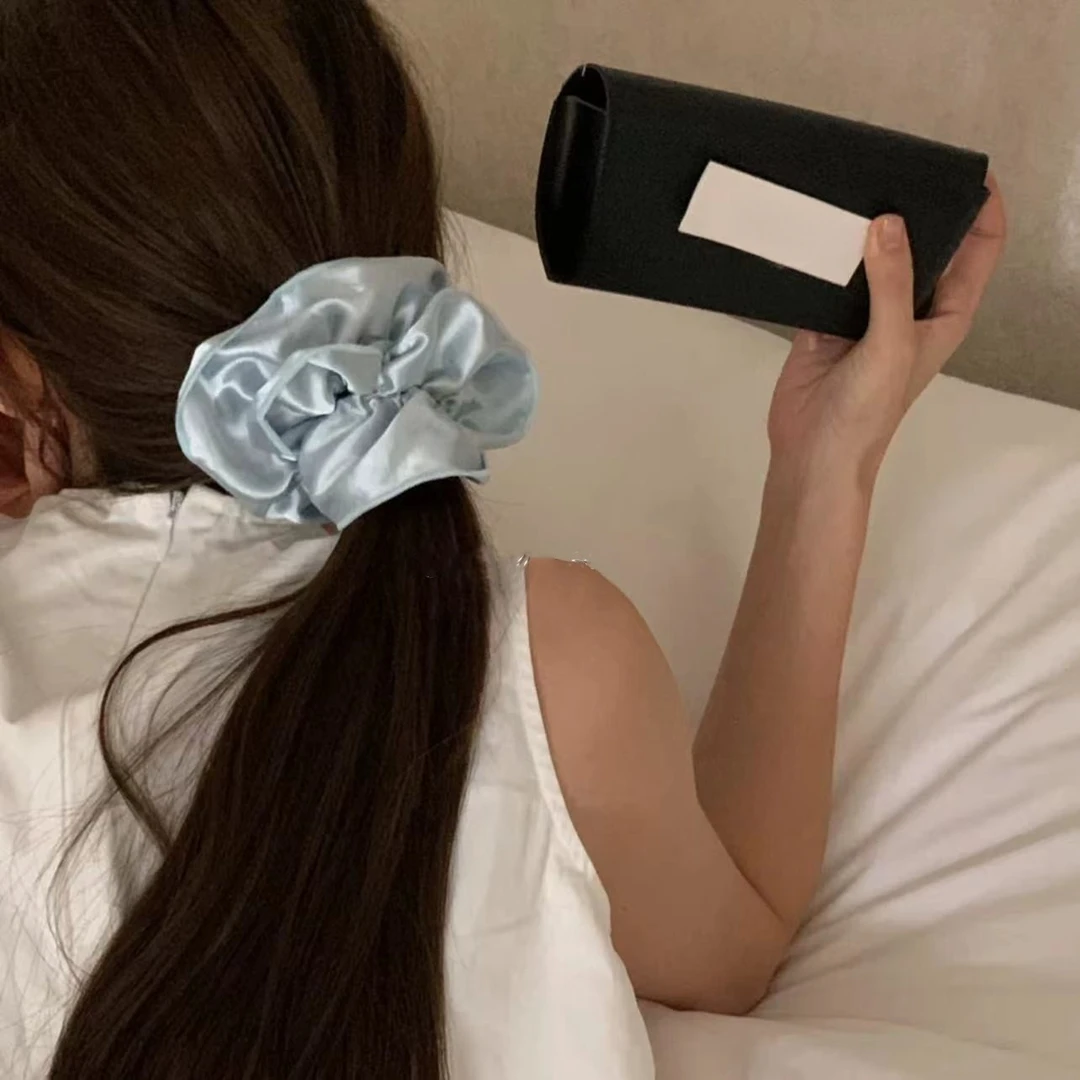 韩风发圈奶油蓝双层大肠圈高级感发绳低马尾发饰女新款小香风ins