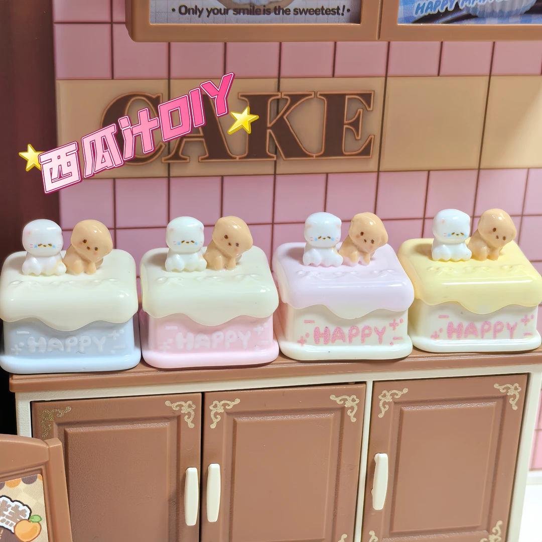 【西瓜定制--歪头小狗蛋糕】立体diy树脂饰品可爱小配件