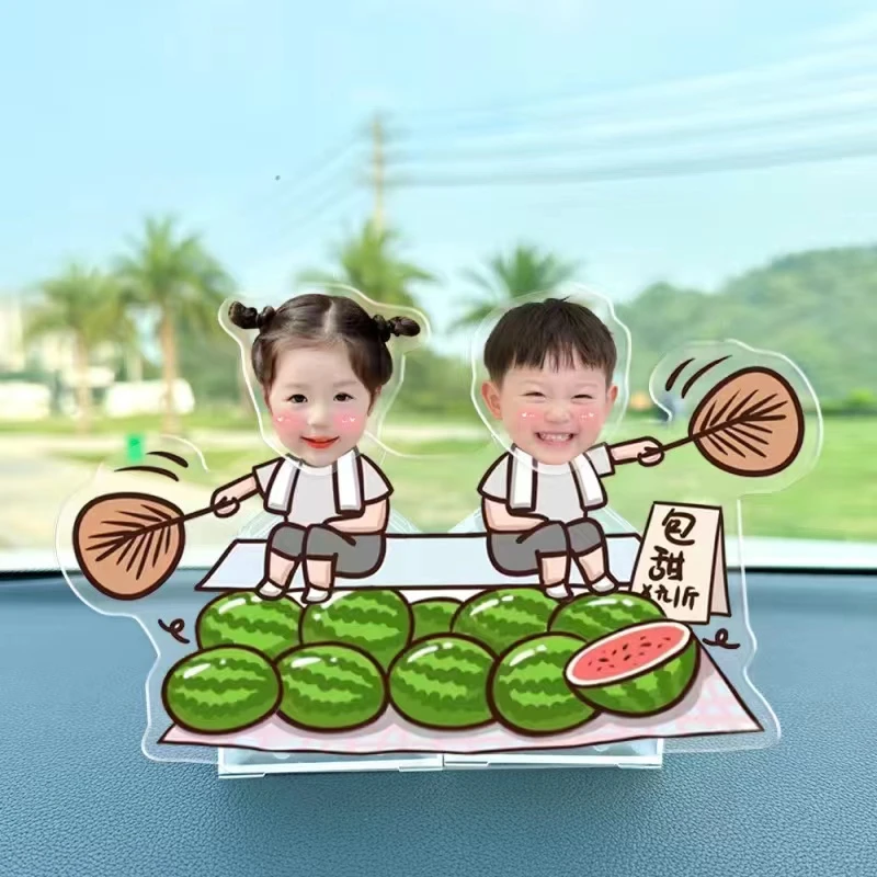 摇头车载摆件定制太阳能汽车装饰摇摇乐Diy亚克力室内装饰品摆件