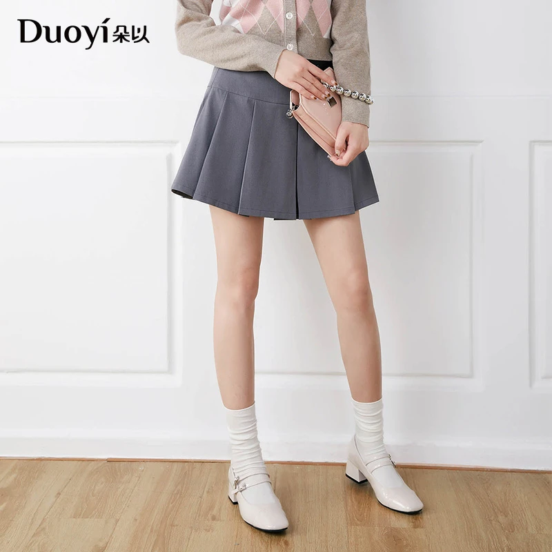 朵以2024秋季新款半身裙学院风时尚百搭高腰显瘦气质百褶短裙