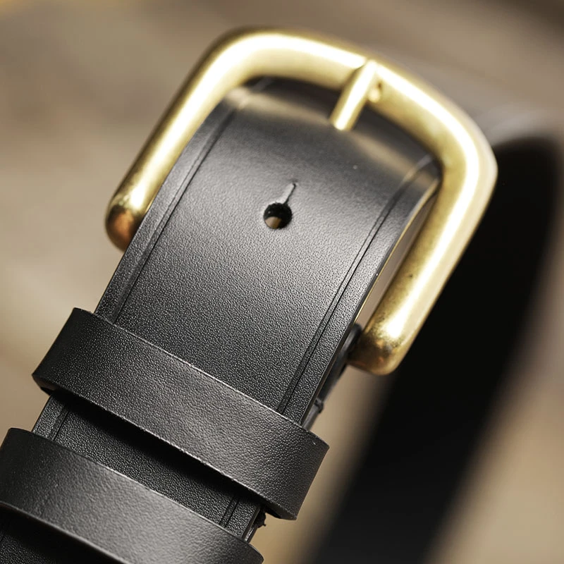 皮轩阁复古手工头层牛皮女腰带法式皮带ins风百搭牛仔裤针扣裤带