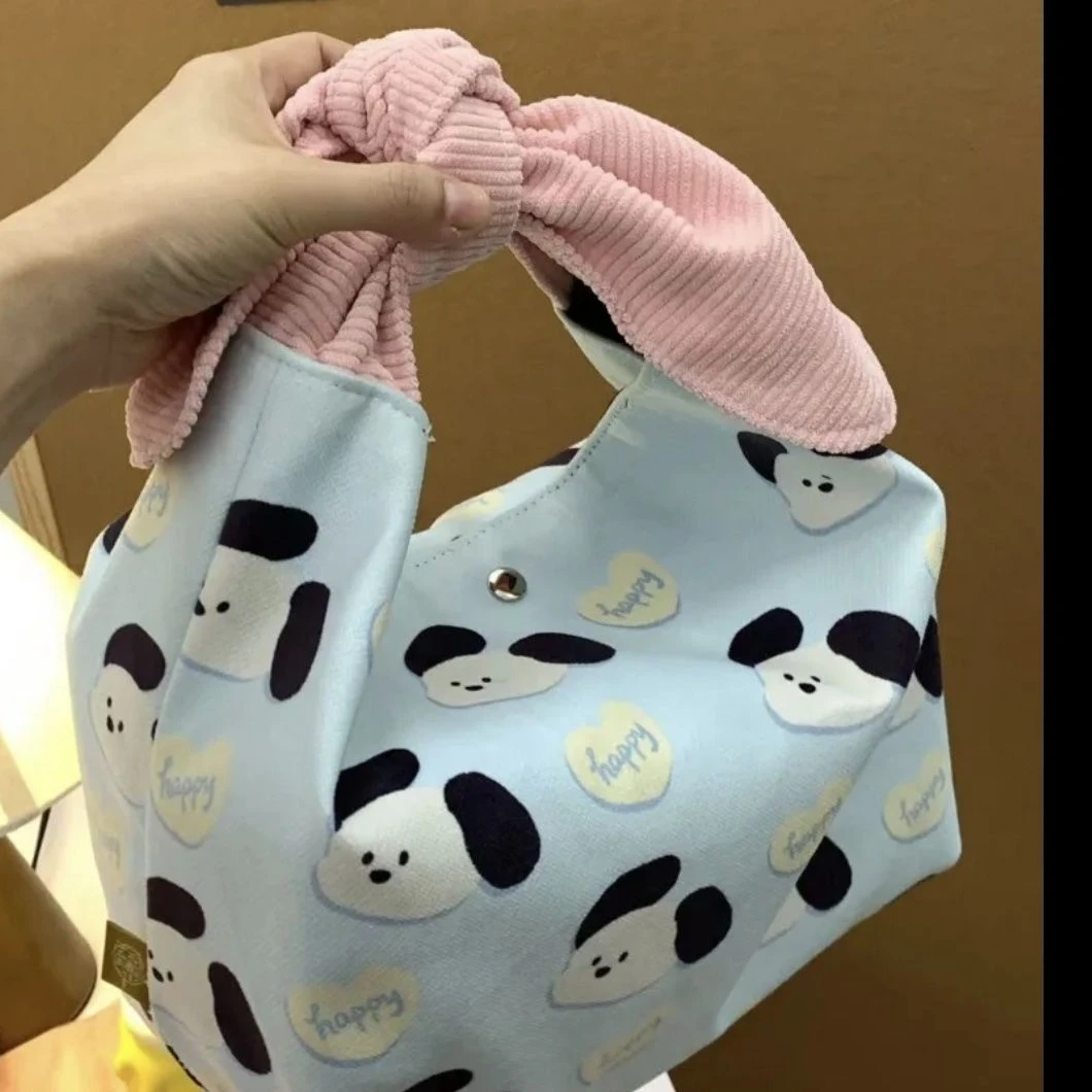 小清新印花便当饭收纳包手提包可爱兔耳朵新款日式ins上班手yw