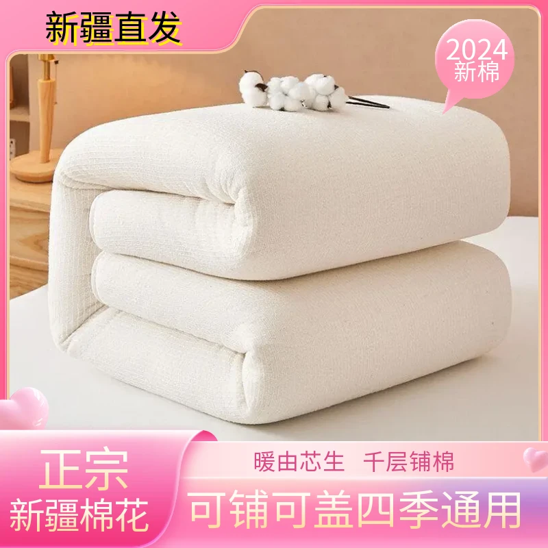新疆长绒棉被子被芯手工棉花被可铺可盖4-10斤柔软透气新疆棉棉被